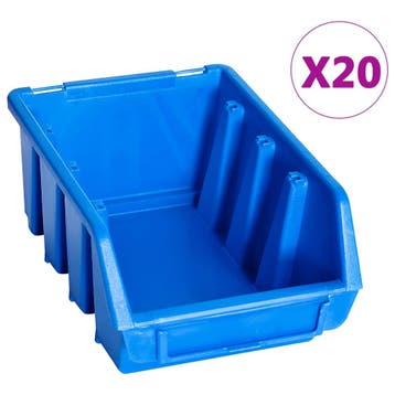 vidaXL Stapelbakken 20 st kunststof blauw, Verzenden, Nieuw
