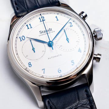 In Nederland gemaakt: Staudt Prelude Chronograph, Sieraden, Tassen en Uiterlijk, Horloges | Heren, Staal, Staal, Polshorloge, Nieuw