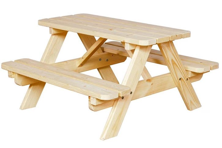 Rockwood® Kinder Picknicktafel Naturel 0.90m inclusief, Tuin en Terras, Picknicktafels, Nieuw, Hout, Rechthoekig, Ophalen of Verzenden