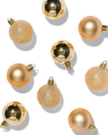 HEMA Kerstballen plastic goud - 9 stuks, Verzenden, Nieuw