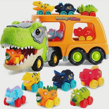 Dinosaurussen Vrachtwagen met 6 Mini Auto's - Licht & Geluid