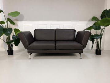 Brühl Moule Sofa Leer Grijs Slaapfunctie Multifunctioneel, Tweepersoons, Leer, Ophalen of Verzenden, Zo goed als nieuw