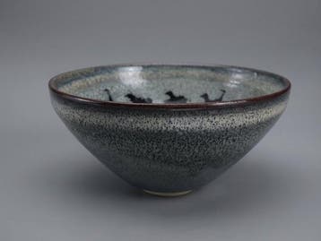 Japanese Kyo-Yaki Kyoto Ware Ceramic Matcha Tea Bowl by