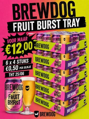Brewdog bier fruit burst tray 24 blikken 12 euro, Ophalen of Verzenden