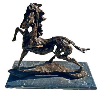 sculptuur, Horse in dali style - 55 cm - Gepatineerd brons