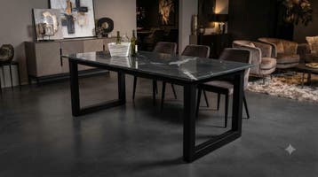 Online veiling: Eetkamertafel Sandro, zwart marmer,, Huis en Inrichting, Nieuw