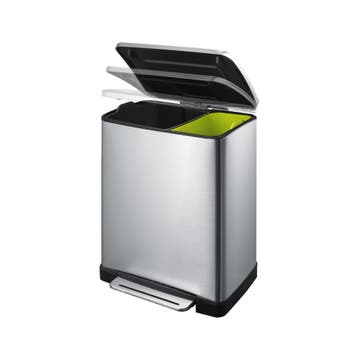 EKO Pedaalemmer E-Cube recycling 10+9 ltr - Mat RVS, Verzenden, Nieuw