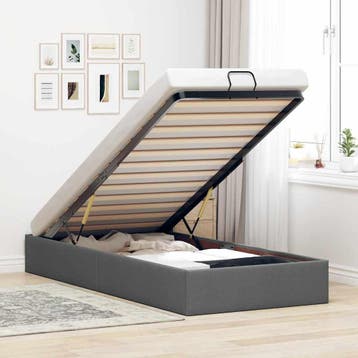 vidaXL Bedframe zonder matras 80x200 cm stof donkergrijs, Eenpersoons, Verzenden, Nieuw, 80 cm