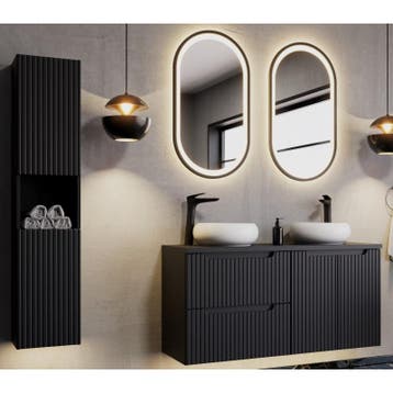 Badkamermeubel Solerno Compact Uno Zwart 120CM, Ophalen of Verzenden, Nieuw