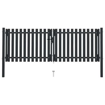vidaXL Dubbele poort met deur staal 300x125 cm antraciet, Tuin en Terras, Verzenden, Nieuw