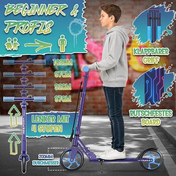 Kinderstep - Verstelbaar - Vouwbaar - Paars/Blauw - RE:SPORT, Fietsen en Brommers, Steps, Verzenden, Zo goed als nieuw
