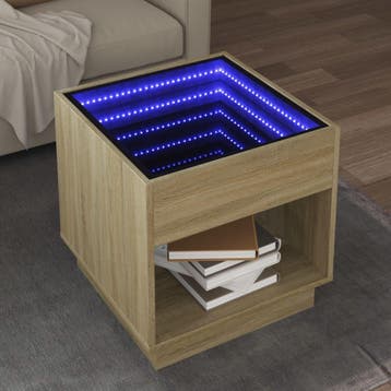 vidaXL Salontafel met Infinity LED 50x50x50 cm sonoma, 50 tot 100 cm, 50 tot 75 cm, Verzenden, Nieuw