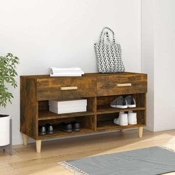 vidaXL Schoenenkast 102x35x55 cm bewerkt hout gerookt, Verzenden, Nieuw