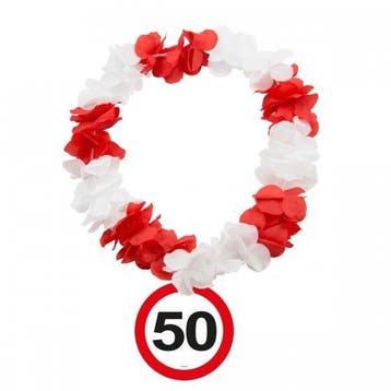 Hawaii krans verkeersbord 50, Hobby en Vrije tijd, Feestartikelen, Ophalen of Verzenden, Nieuw