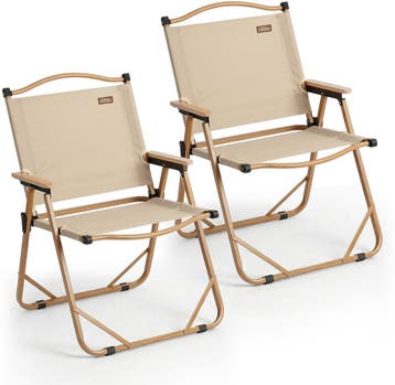 NIVADA Campingstoel 2pcs Beige - Opvouwbaar - 120kg, Caravans en Kamperen, Kampeermeubelen, Ophalen of Verzenden, Nieuw