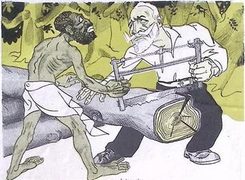 Twee mannen zagen een boom op spotprent (lijst optie), Antiek en Kunst, Kunst | Litho's en Zeefdrukken, Verzenden