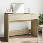 vidaXL Kaptafel met spiegel 100x45x76 cm sonoma eikenkleurig, Verzenden, Nieuw