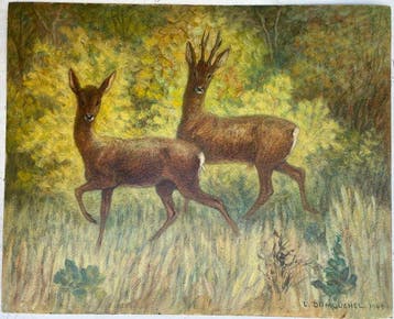 Louis Georges Dumouchel (1891–1978) - Deux chevreuils dans