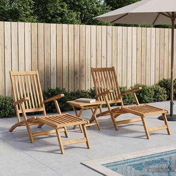 vidaXL Vouwstoel met Tafel 2 pcs Naturel Massief Teakhout, Tuin en Terras, Tuinstoelen, Verzenden, Nieuw
