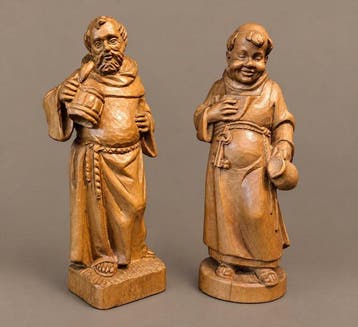 Beeld, Twee Meester brouwers trappisten - 22 cm - Hout, Antiek en Kunst