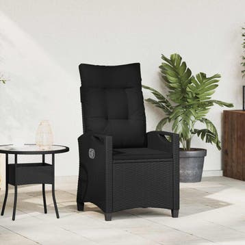 vidaXL Verstelbare tuinstoel Zwart 56 x 60 x 112 cm poly, Verzenden, Nieuw, Rotan