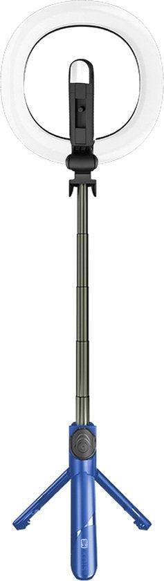 2dekans | Selfiestick 3 in 1 - Blauw - Selfie Ring Light met, Ophalen of Verzenden, Zo goed als nieuw, Blauw