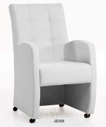 Eetkamerstoel Jean - eetkamerstoelen - Wit, Nieuw, Wit, Stof
