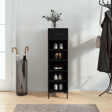 vidaXL Schoenenkast 30x35x105 cm bewerkt hout zwart, Verzenden, Nieuw