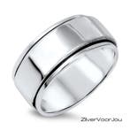 925 zilveren brede gladde spinner ring – 10 mm, Verzenden, Nieuw, Zilver