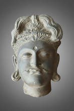 Gandhara Steen, Shisht Boeddha of Bodhisattva-hoofd - 24 cm