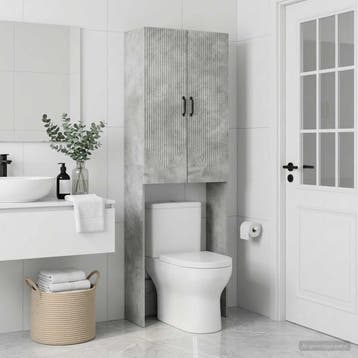 vidaXL Toiletkast HOORN Betongrijs 66 x 25,5 x 190 cm, Verzenden, Nieuw