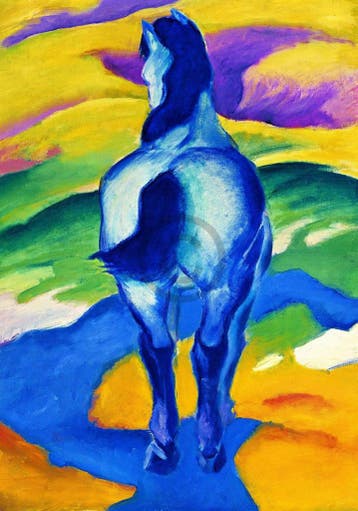 Kunstdruk Franz Marc - Blaues Pferd II 70x100cm, Verzenden, Nieuw