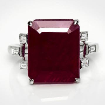 Zonder minimumprijs - Ring - 14 karaat Witgoud, HRD 5,96 ct, Nieuw