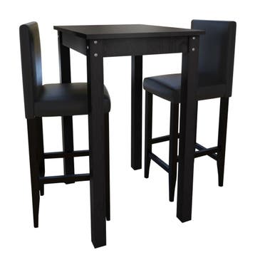 vidaXL Bartafel met 2 barkrukken zwart, Verzenden, Nieuw