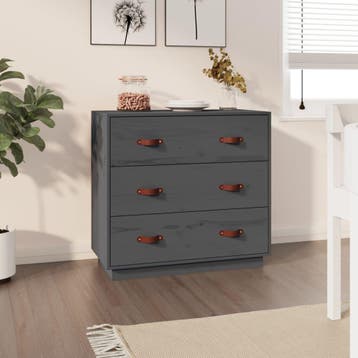 vidaXL Dressoir 80x40x75 cm massief grenenhout grijs, Verzenden, Nieuw, 50 tot 100 cm, Grenenhout
