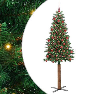 vidaXL Slanke Kerstboom Groen 180 cm PVC en massief, Verzenden, Nieuw
