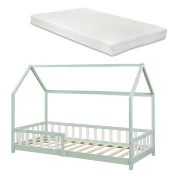 Kinderbed Hesel huisbed met matras en uitvalbeveiliging 90x2, Verzenden, Nieuw