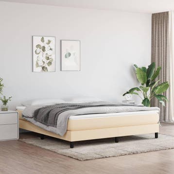 vidaXL Boxspring bed stof crèmekleurig 160x200 cm, Verzenden, Stof, 160 cm, Nieuw