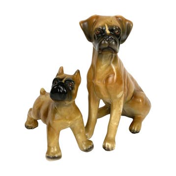 Jema Holland - 2 Boxer honden beeldjes - Porselein - Jrn 60, Ophalen of Verzenden, Nieuw