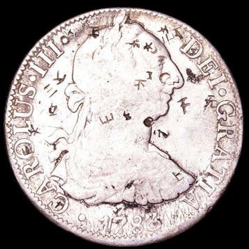 Spanje. Carlos III. 8 Reales 1783 Mexico FF Resellos