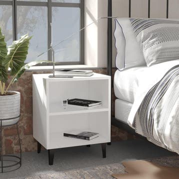 vidaXL Nachtkastje met metalen poten 40x30x50 cm wit, Minder dan 45 cm, Verzenden, Nieuw, Minder dan 55 cm