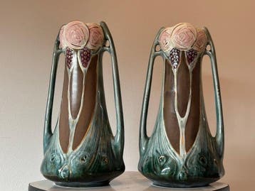 Vaas met dubbele oren (2) - 5014 - Aardewerk - Art Nouveau