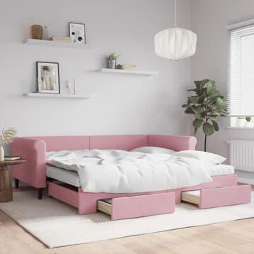 vidaXL Slaapbank met onderschuifbed en lades 100x200 cm, 100 cm, Eenpersoons, Verzenden, Nieuw