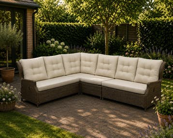 Ibiza hoek loungeset 4 delig verstelbaar bruin wicker |, Tuin en Terras, Ophalen of Verzenden, Nieuw, Wicker