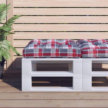 vidaXL Palletkussen 58x58x10 cm ruitpatroon stof rood, Verzenden, Nieuw