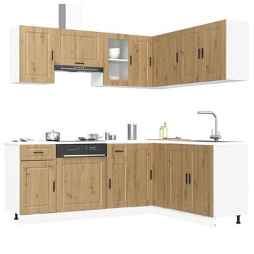 vidaXL 11-delige Keukenkastenset Porto bewerkt hout, Huis en Inrichting, Verzenden, Nieuw, Bruin