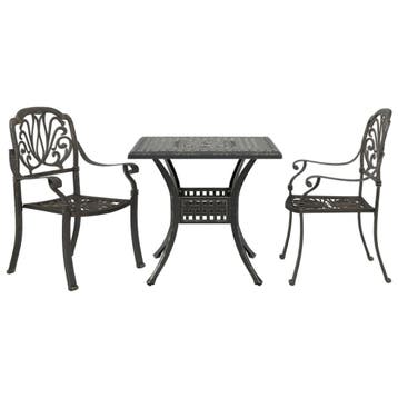 vidaXL 3-delige Bistroset gietaluminium bronskleurig, Tuin en Terras, Tuinsets en Loungesets, Verzenden, Nieuw, Aluminium, 2 zitplaatsen