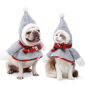 Kerstponcho Grijs voor hond of kat -  one size (Kerstmis), Ophalen of Verzenden, Nieuw