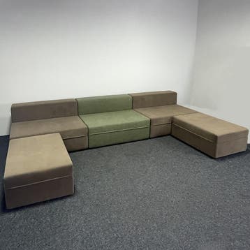 5-Delige Loungebank | Groen & Bruin, Ophalen of Verzenden, Gebruikt