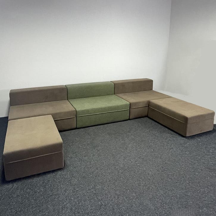 5-Delige Loungebank | Groen & Bruin, Zakelijke goederen, Kantoor en Winkelinrichting | Kantoormeubilair en Inrichting, Gebruikt